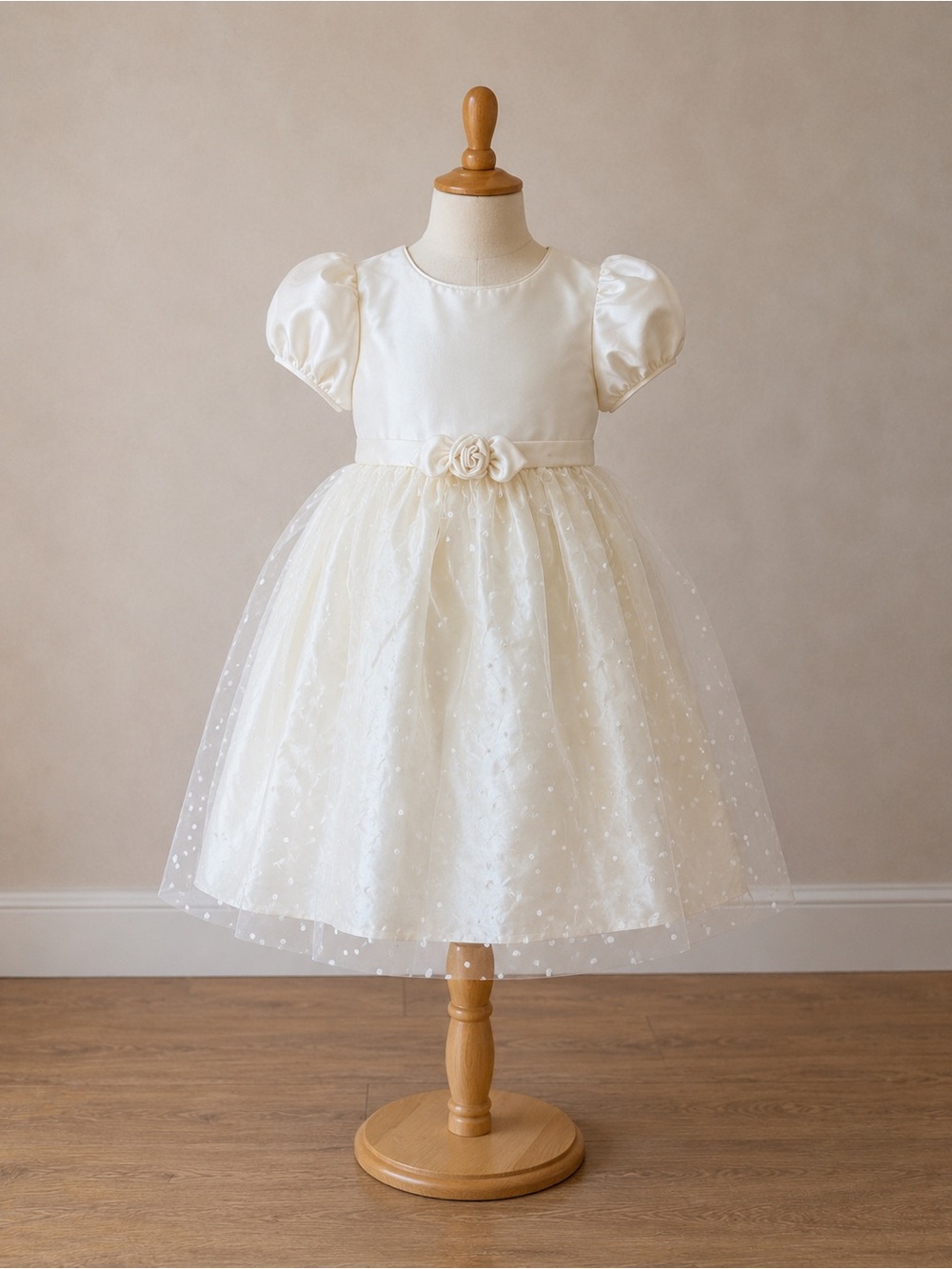 Jessica McClintock Vintage Girls Cream Dress Size 6 Millennium 2000 Gown